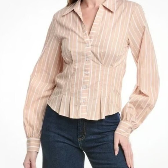 Joe's Jeans Striped Pleated Shirt - M - Picture 1 of 8